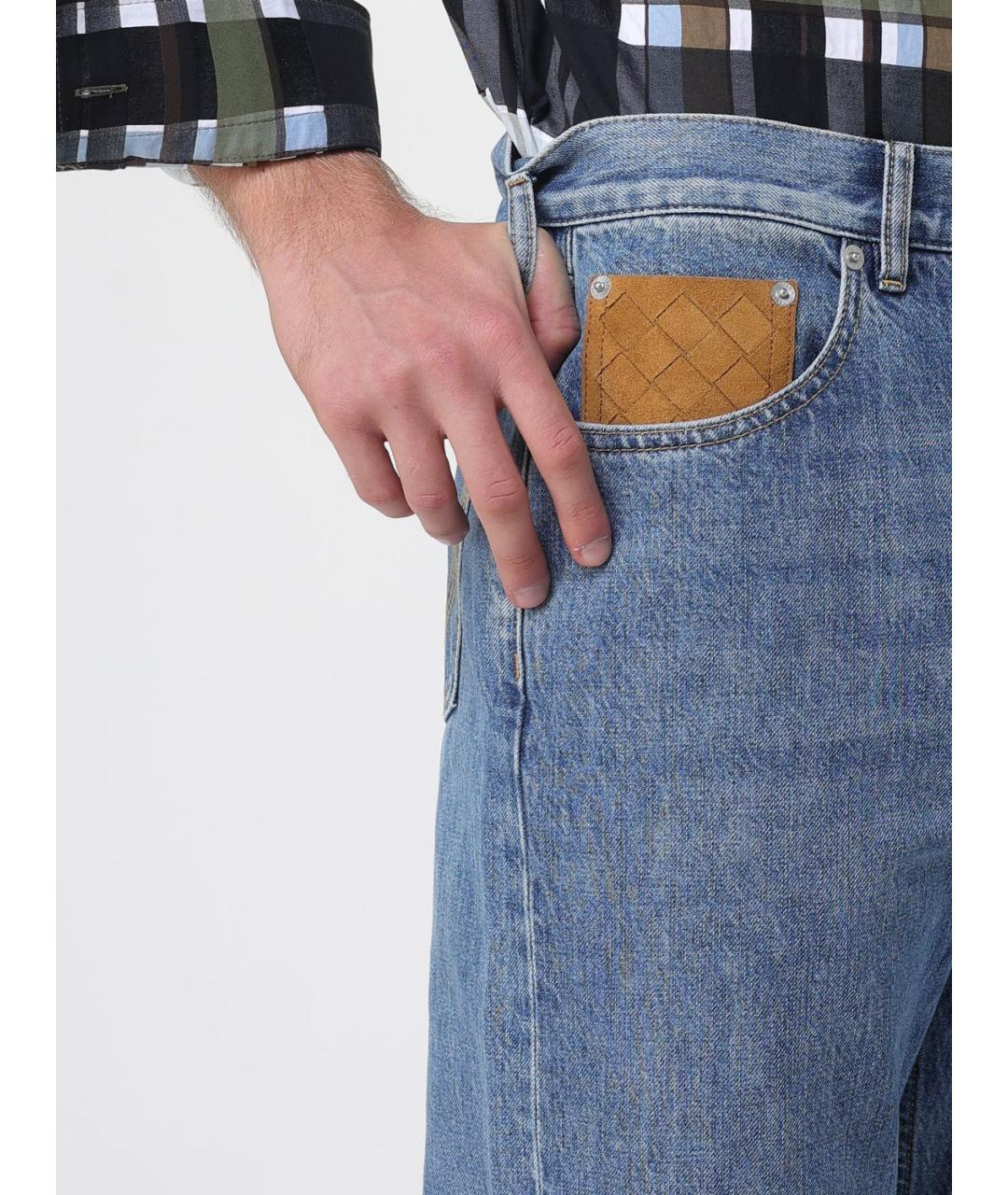 BOTTEGA VENETA Синие хлопковые прямые джинсы, фото 5