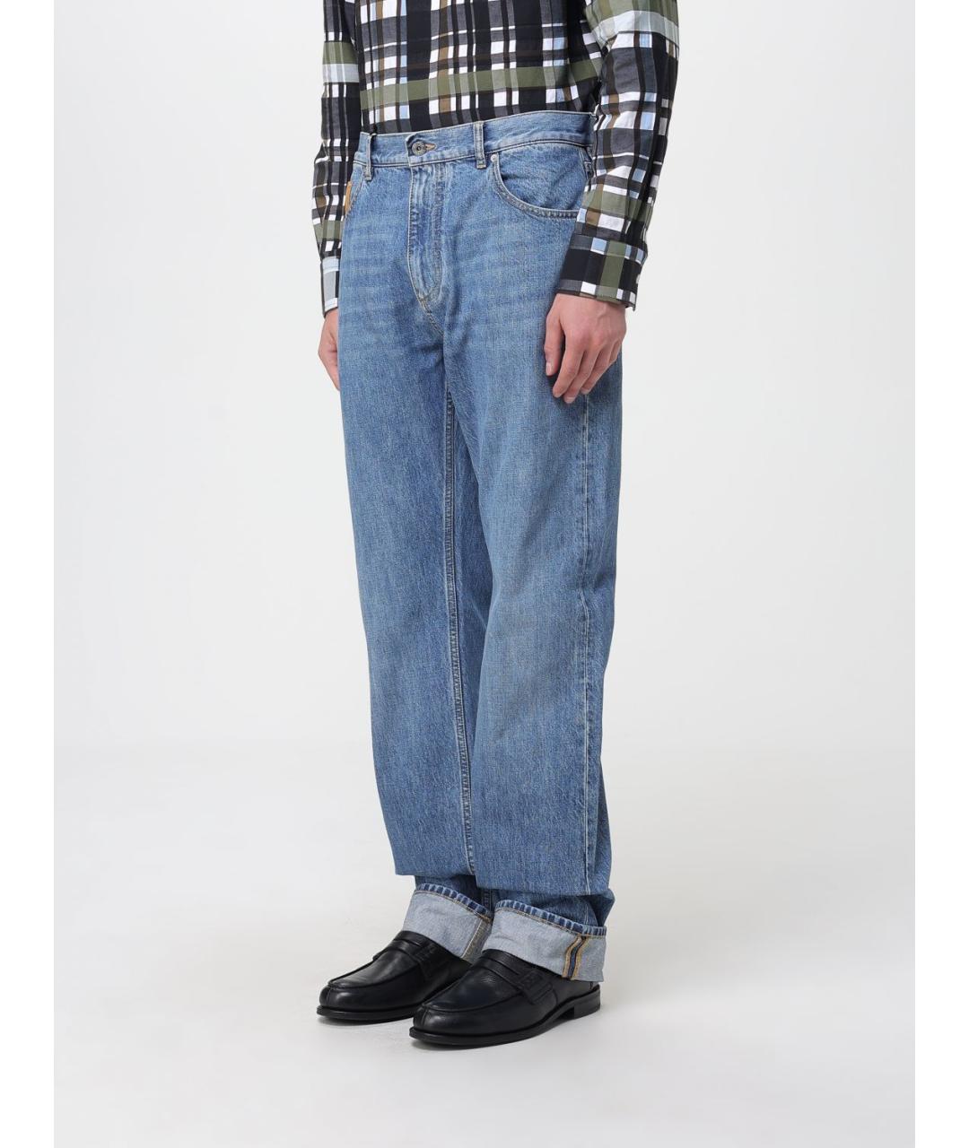 BOTTEGA VENETA Синие хлопковые прямые джинсы, фото 4