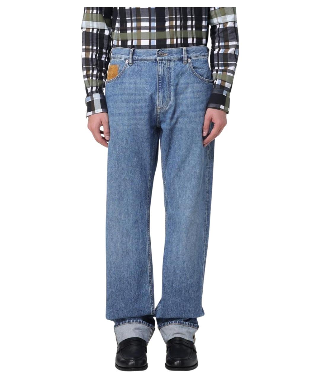 BOTTEGA VENETA Синие хлопковые прямые джинсы, фото 1