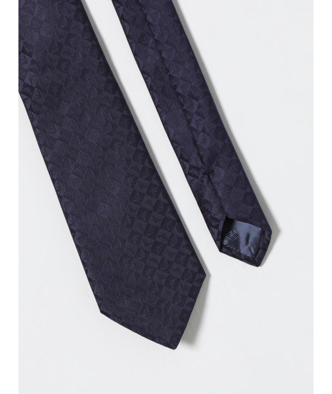 EMPORIO ARMANI Темно-синий шелковый галстук, фото 2