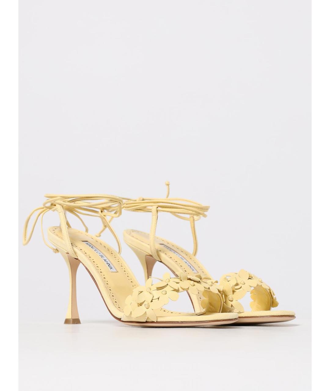 MANOLO BLAHNIK Желтые замшевые босоножки, фото 2