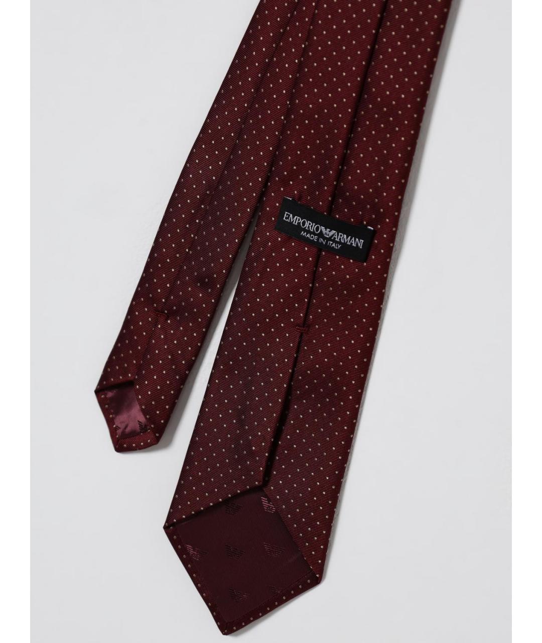 EMPORIO ARMANI Бордовый шелковый галстук, фото 2