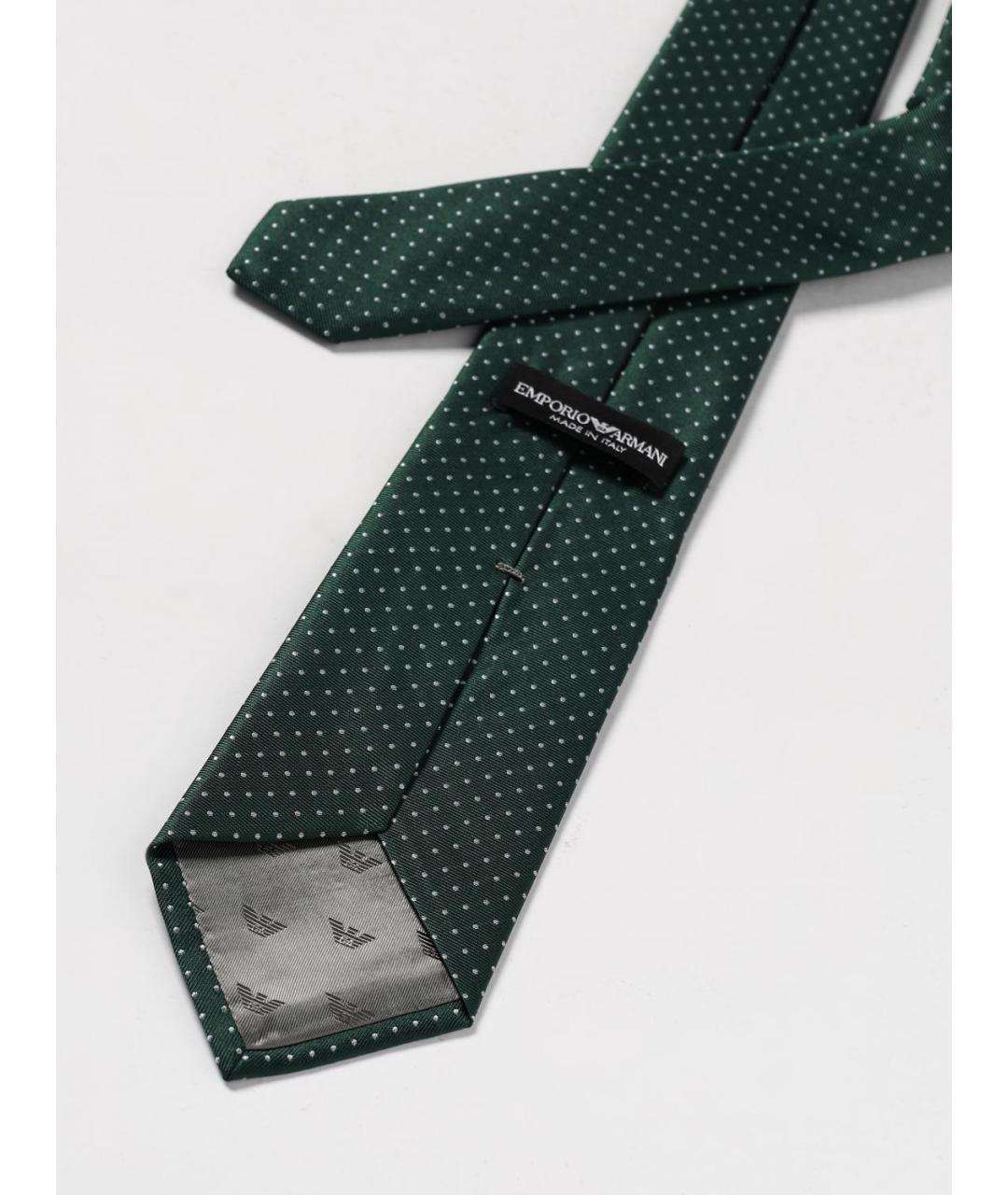 EMPORIO ARMANI Зеленый шелковый галстук, фото 2