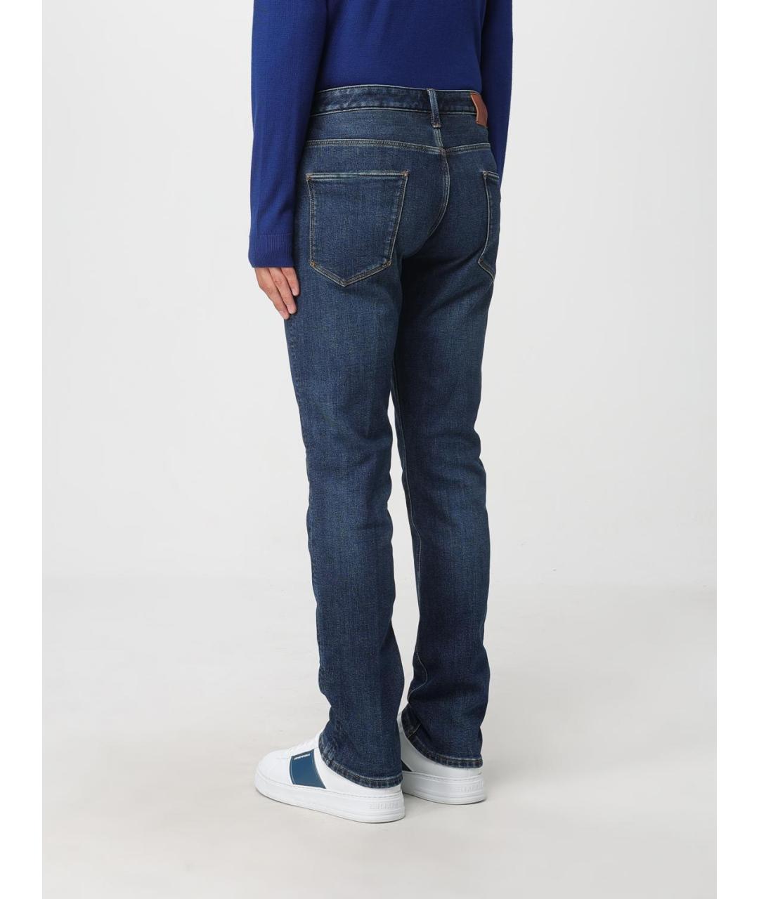 EMPORIO ARMANI Синие хлопко-эластановые прямые джинсы, фото 2
