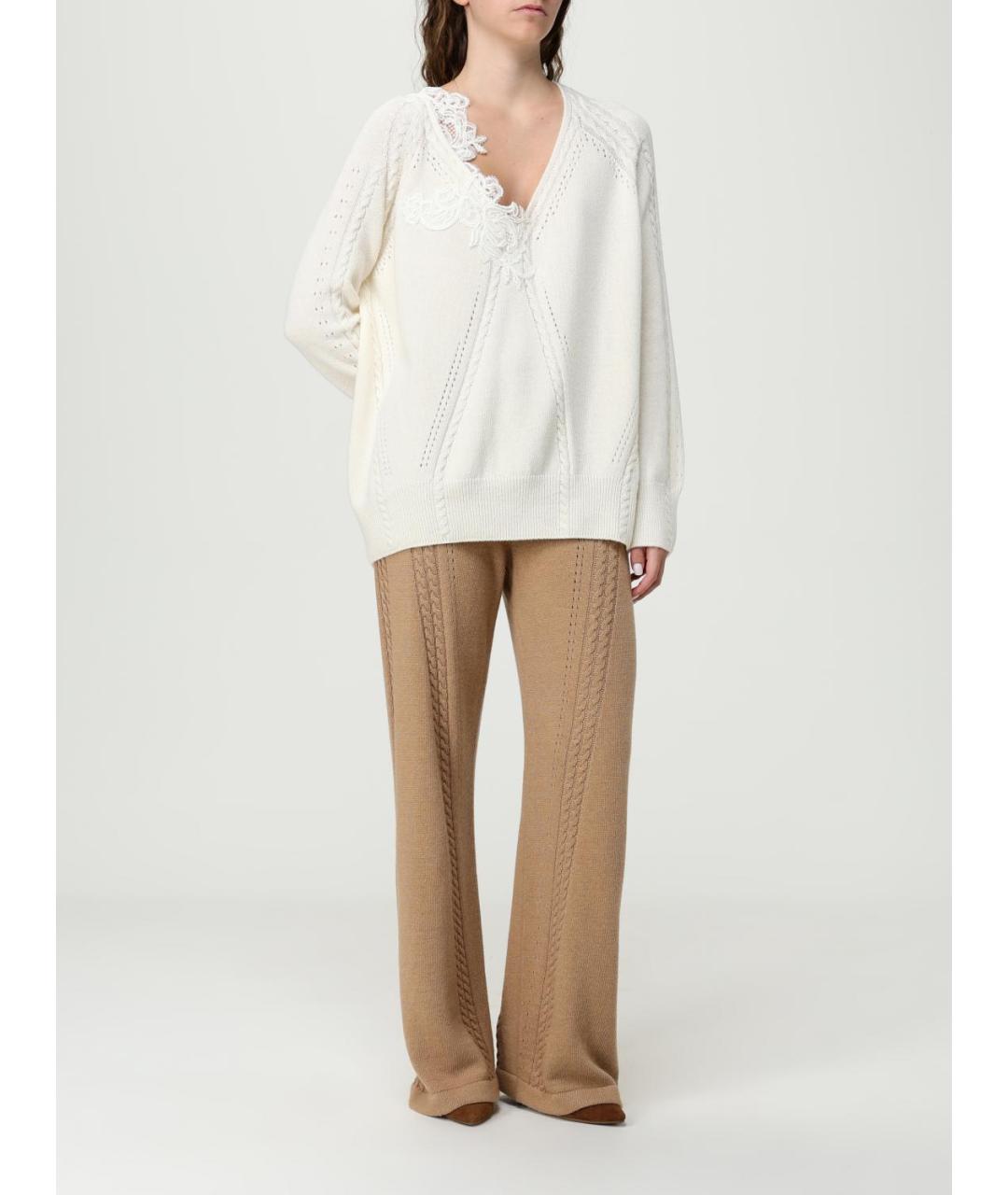 ERMANNO SCERVINO Бежевый шерстяной джемпер / свитер, фото 2