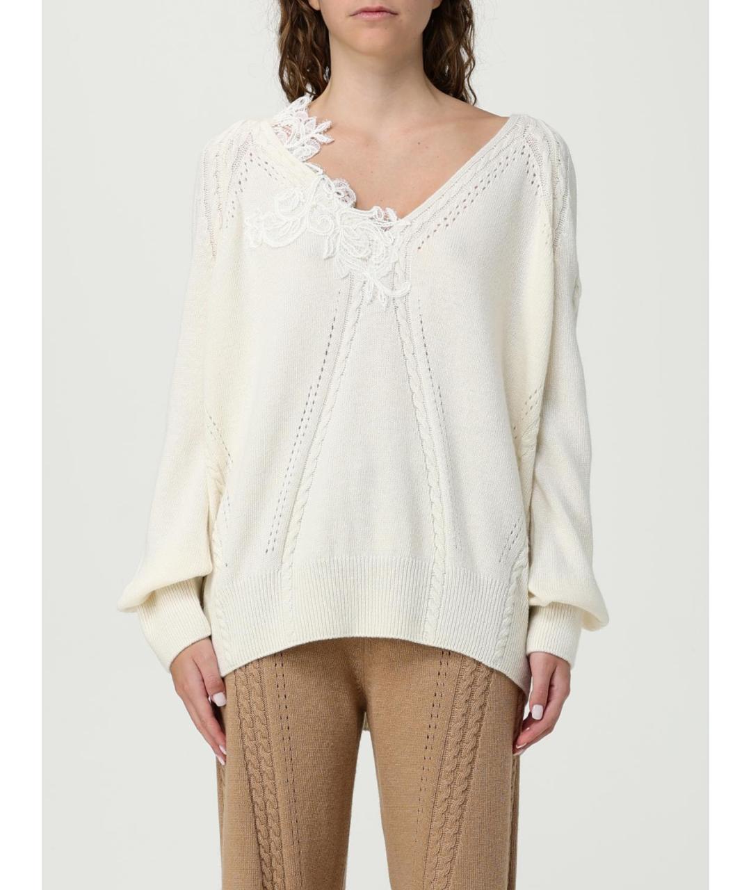 ERMANNO SCERVINO Бежевый шерстяной джемпер / свитер, фото 6