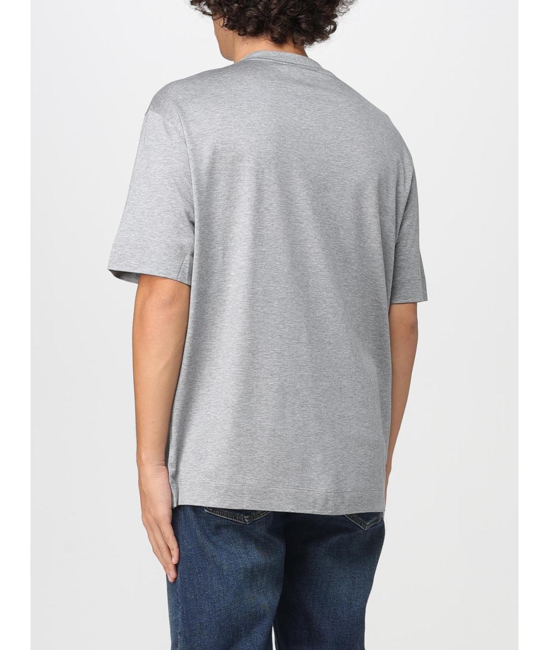 EMPORIO ARMANI Серая хлопковая футболка, фото 3