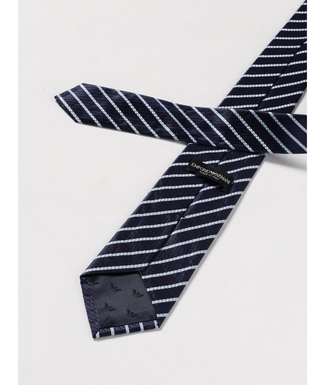 EMPORIO ARMANI Темно-синий шелковый галстук, фото 2