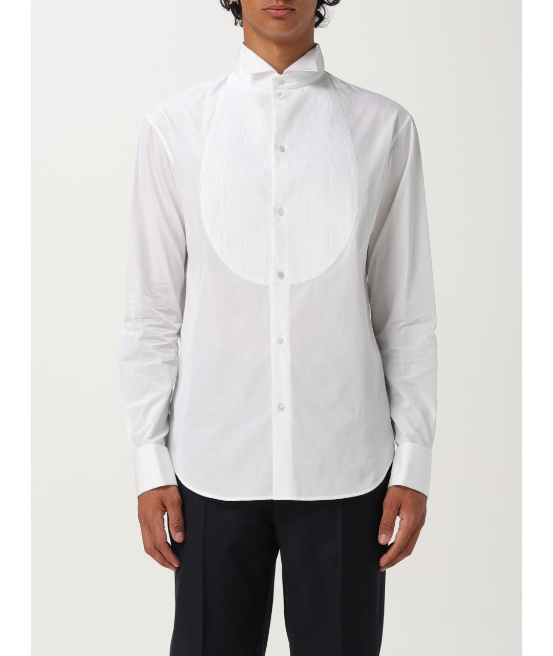 EMPORIO ARMANI Белая хлопковая кэжуал рубашка, фото 4