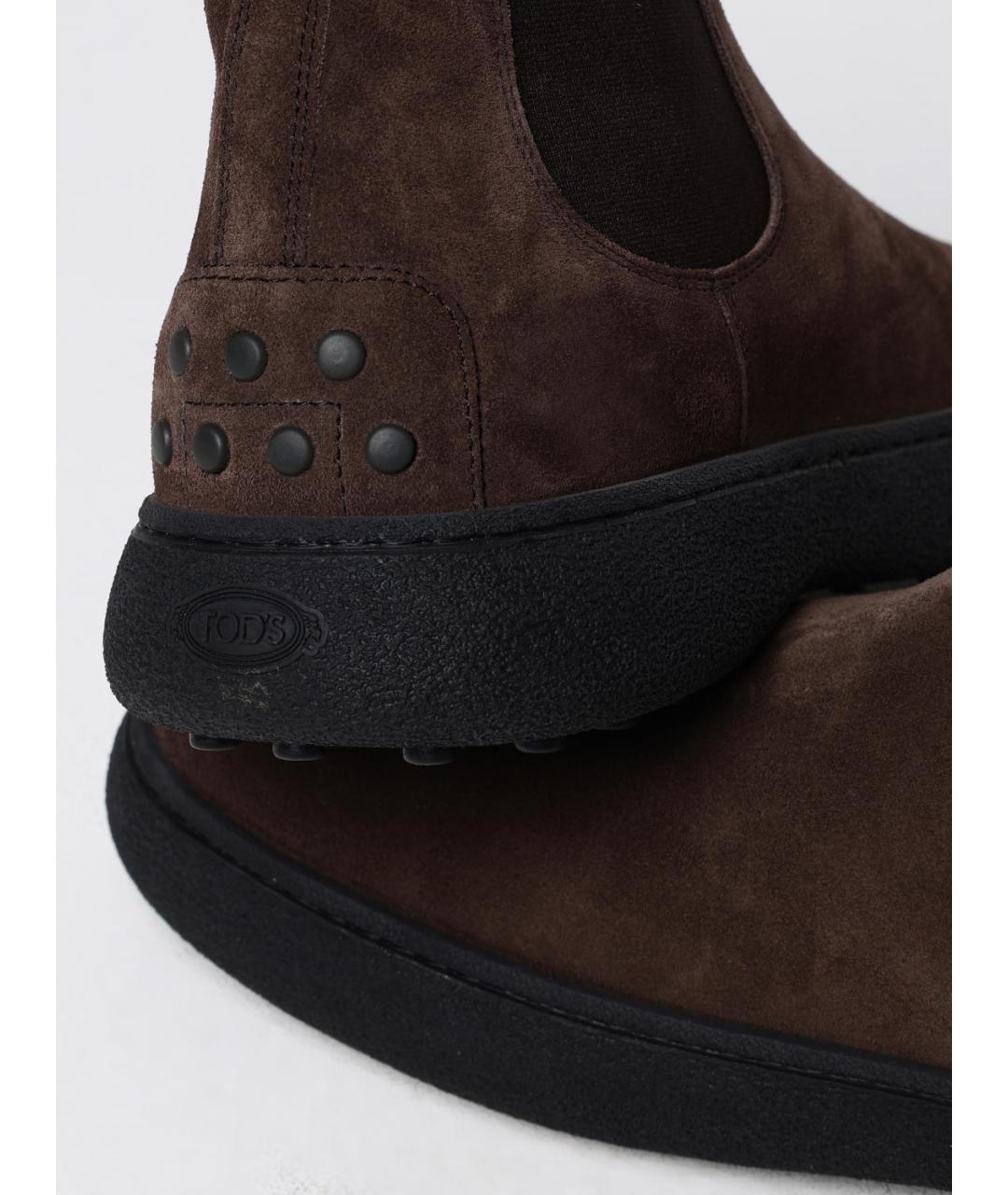 TOD'S Коричневые замшевые низкие ботинки, фото 4