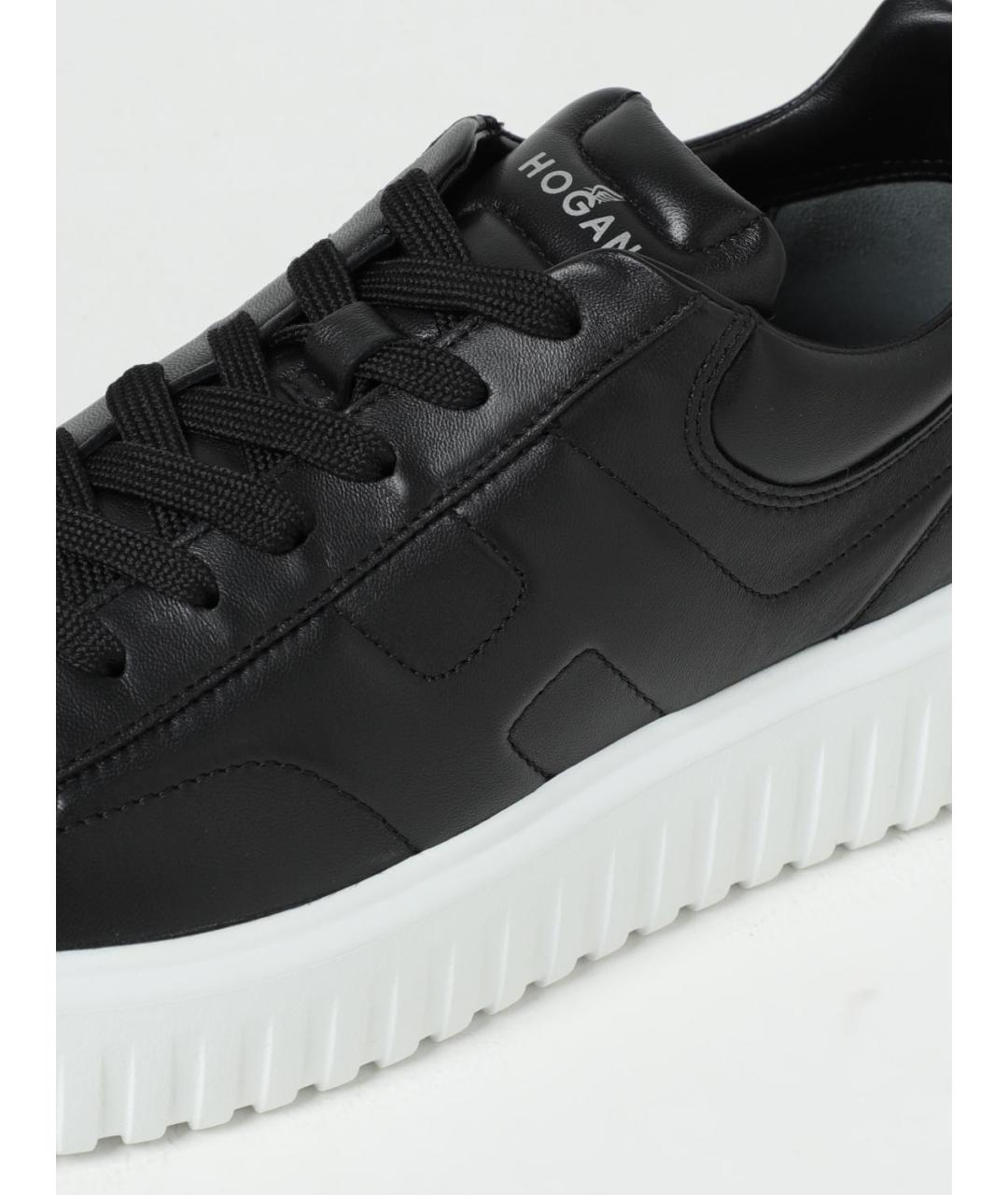 HOGAN Черные кожаные низкие кроссовки / кеды, фото 4