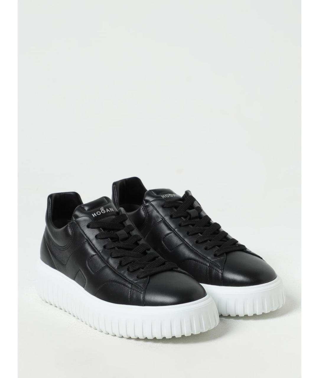 HOGAN Черные кожаные низкие кроссовки / кеды, фото 2