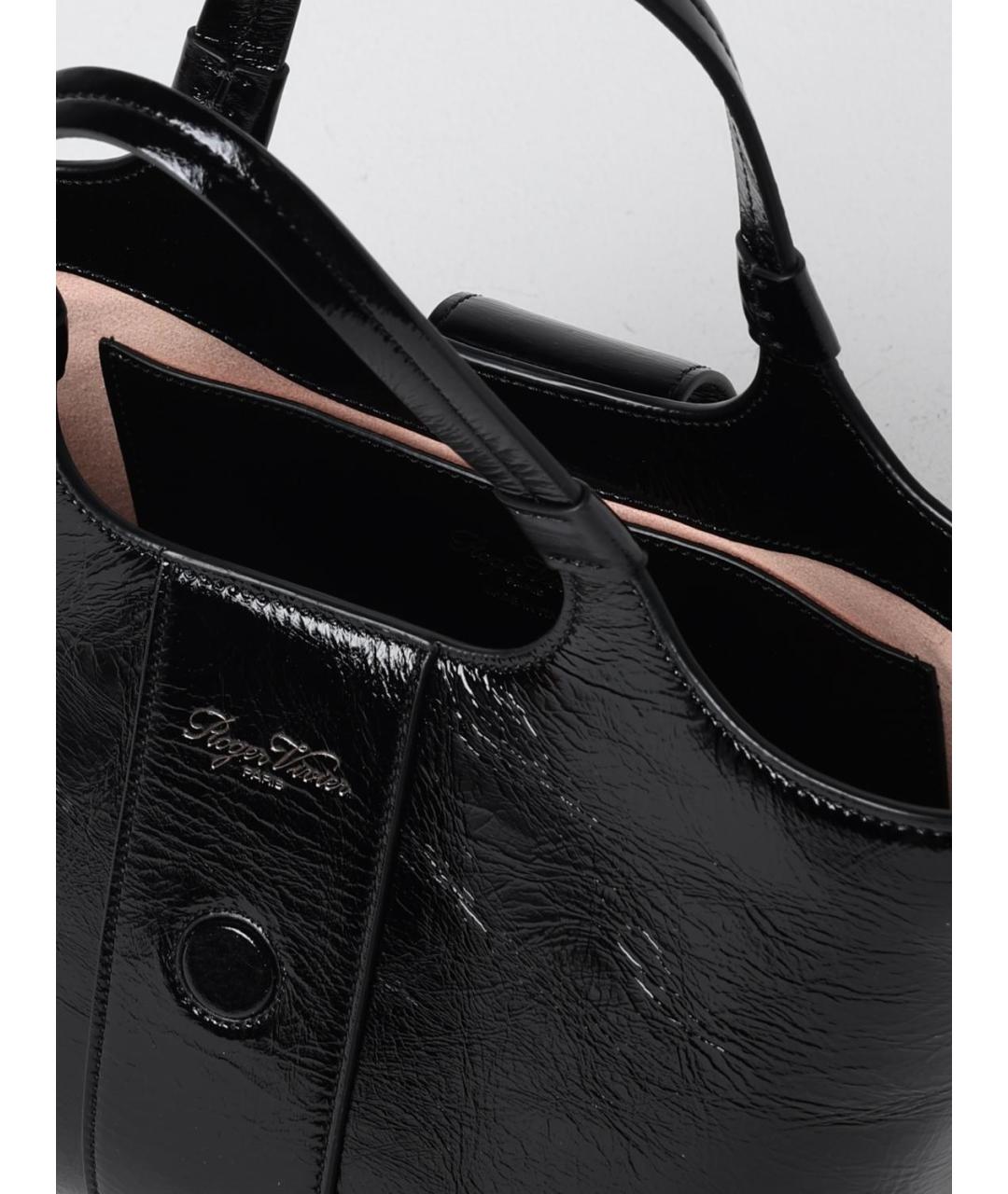 ROGER VIVIER Черная сумка тоут из лакированной кожи, фото 4