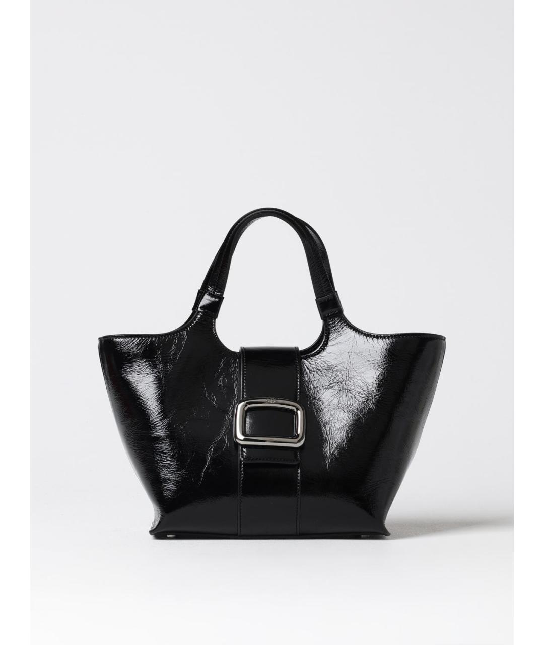 ROGER VIVIER Черная сумка тоут из лакированной кожи, фото 5