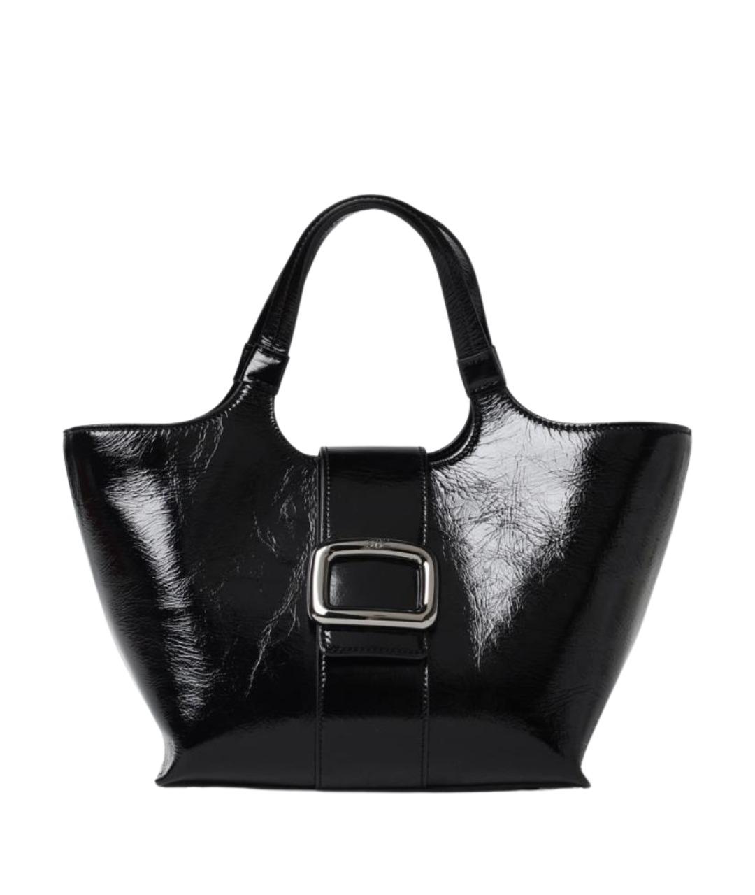 ROGER VIVIER Черная сумка тоут из лакированной кожи, фото 1