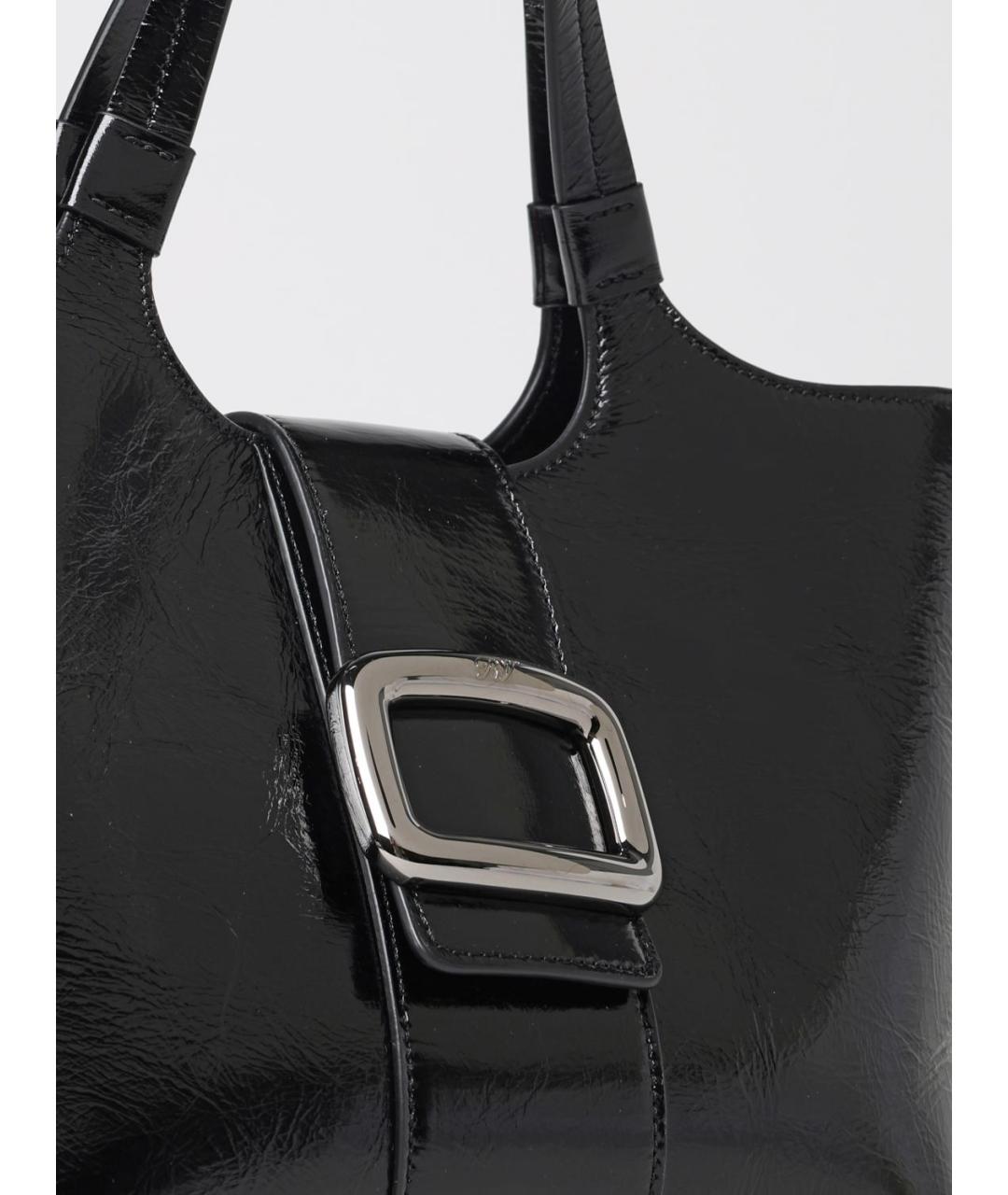 ROGER VIVIER Черная сумка тоут из лакированной кожи, фото 3