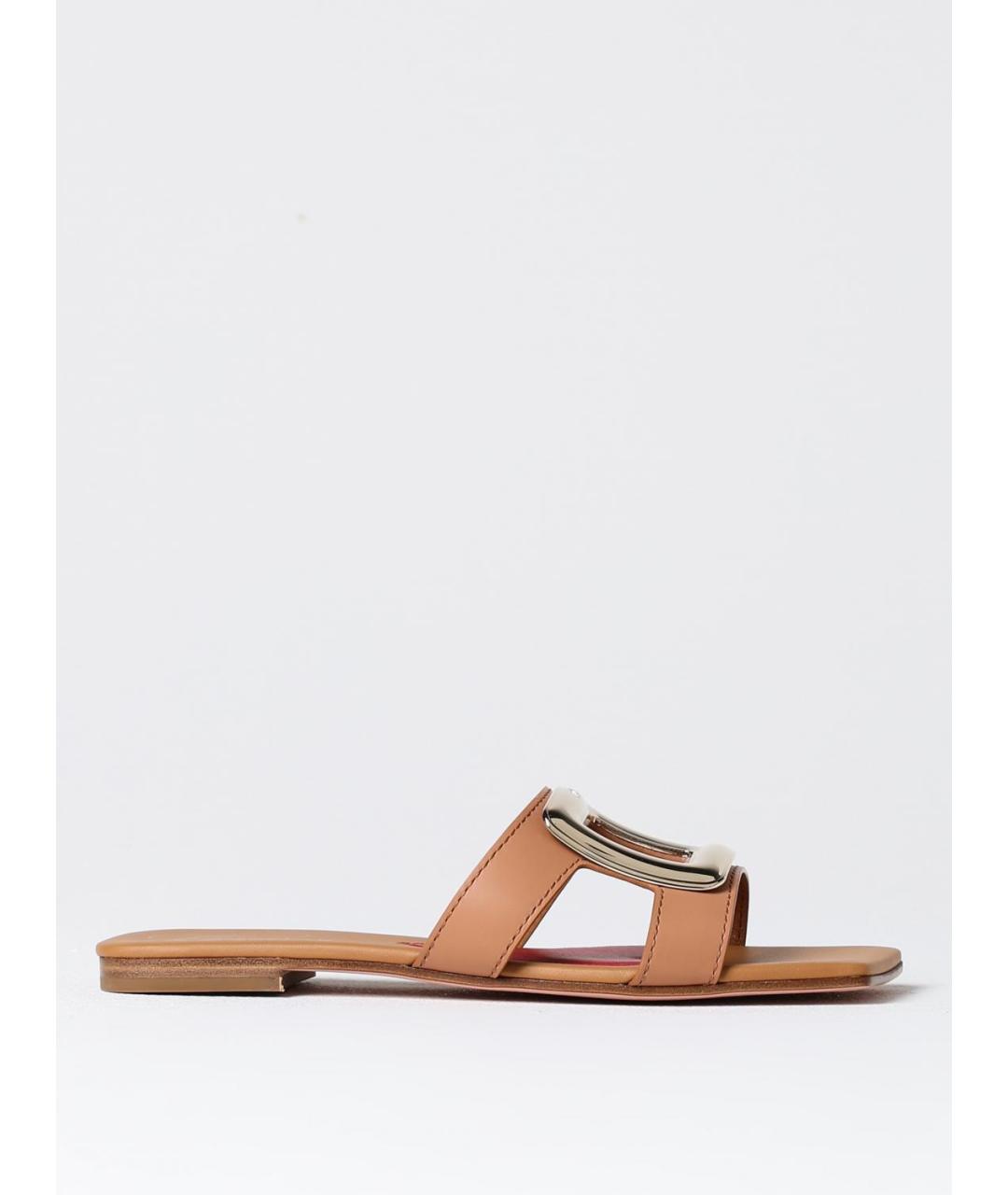 ROGER VIVIER Коричневые кожаные шлепанцы, фото 5