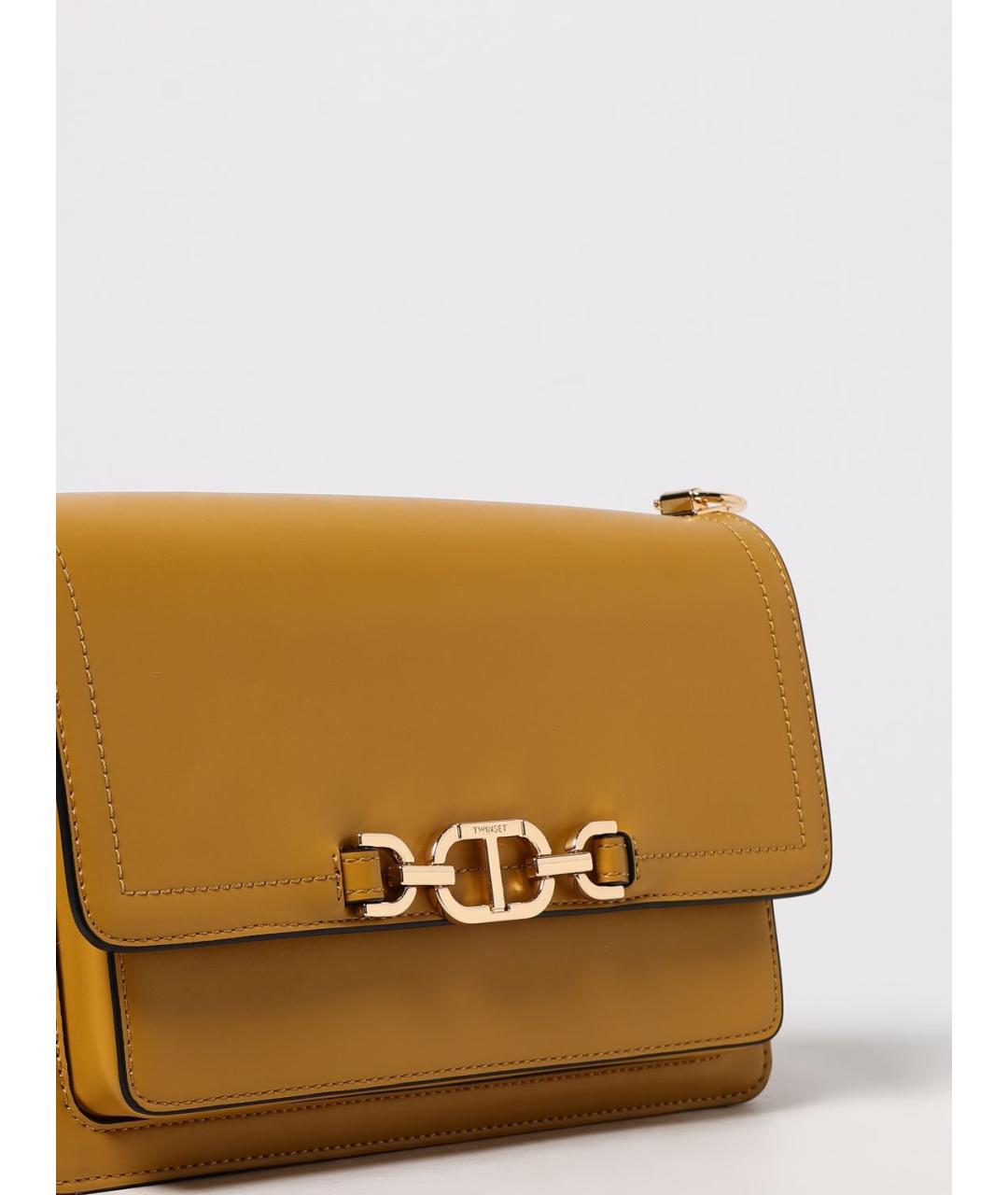 TWIN-SET Горчичная сумка через плечо из искусственной кожи, фото 3