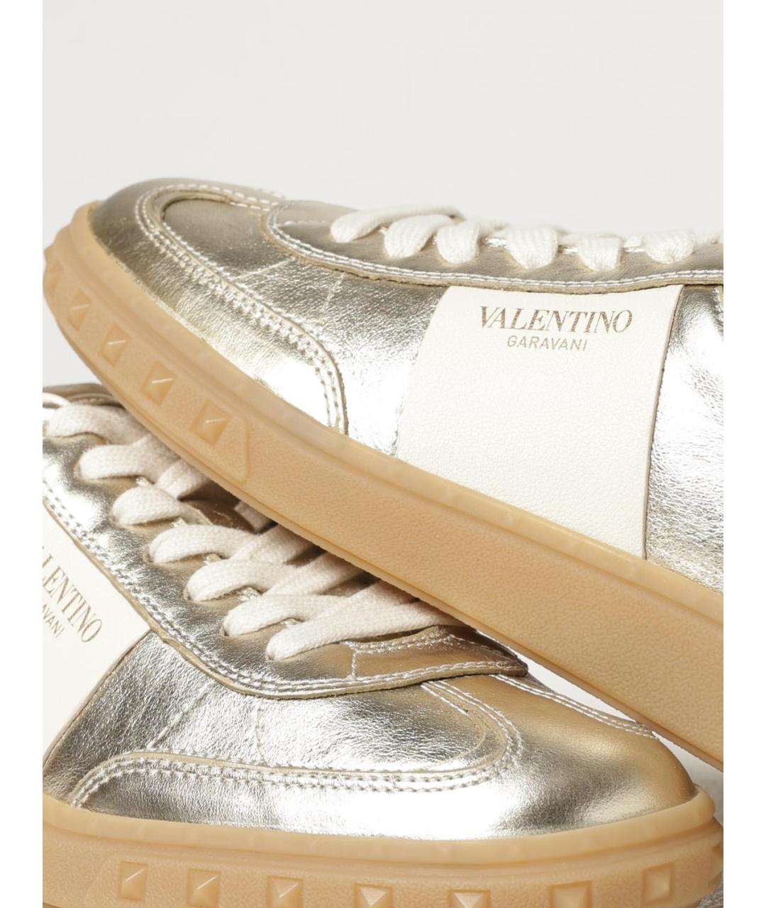 VALENTINO Золотые кожаные кеды, фото 4
