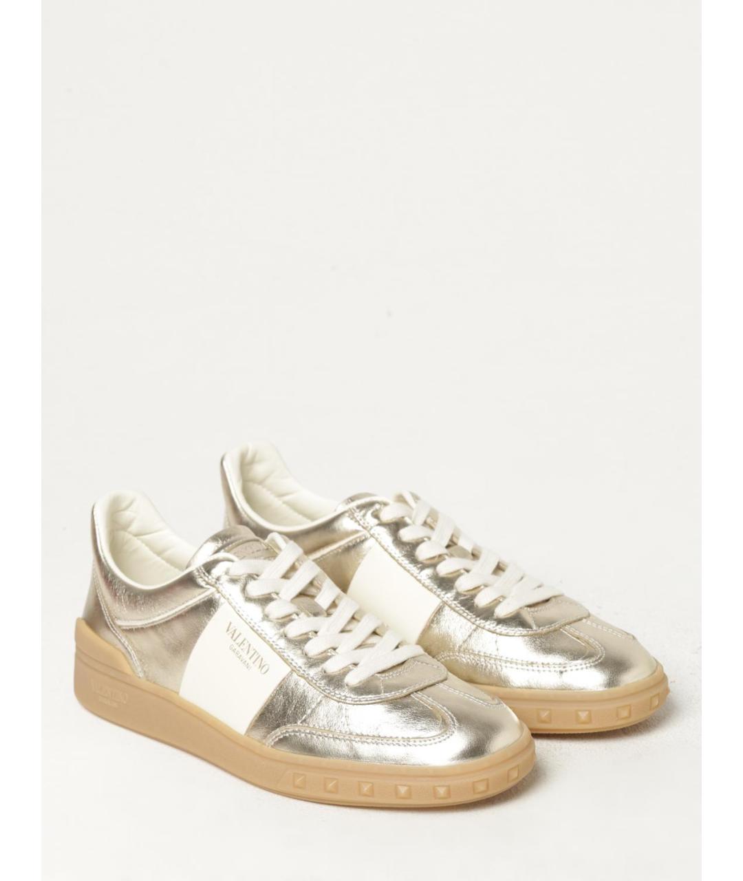 VALENTINO Золотые кожаные кеды, фото 2