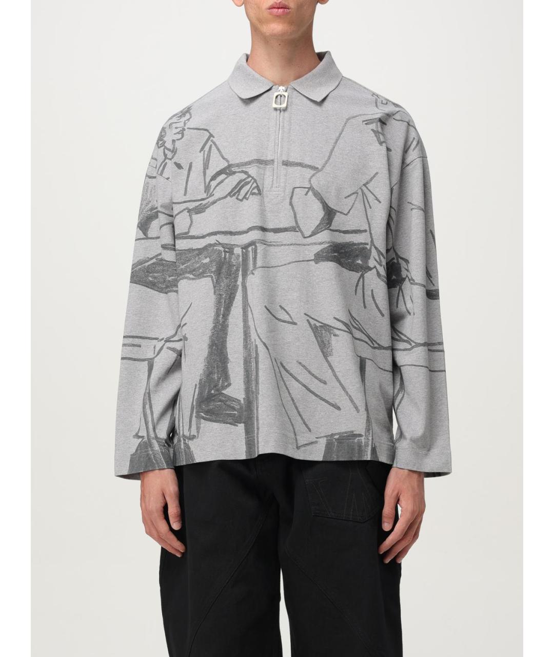 J.W.ANDERSON Серое хлопковое поло с длинным рукавом, фото 7