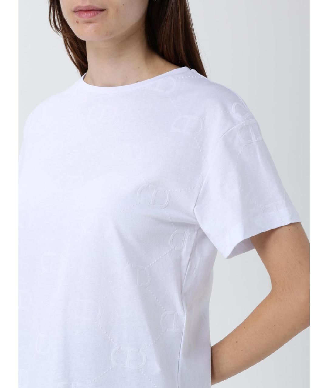 TWIN-SET Белая хлопковая футболка, фото 3