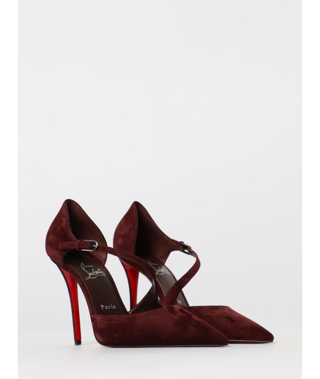 CHRISTIAN LOUBOUTIN Бордовые замшевые туфли, фото 2