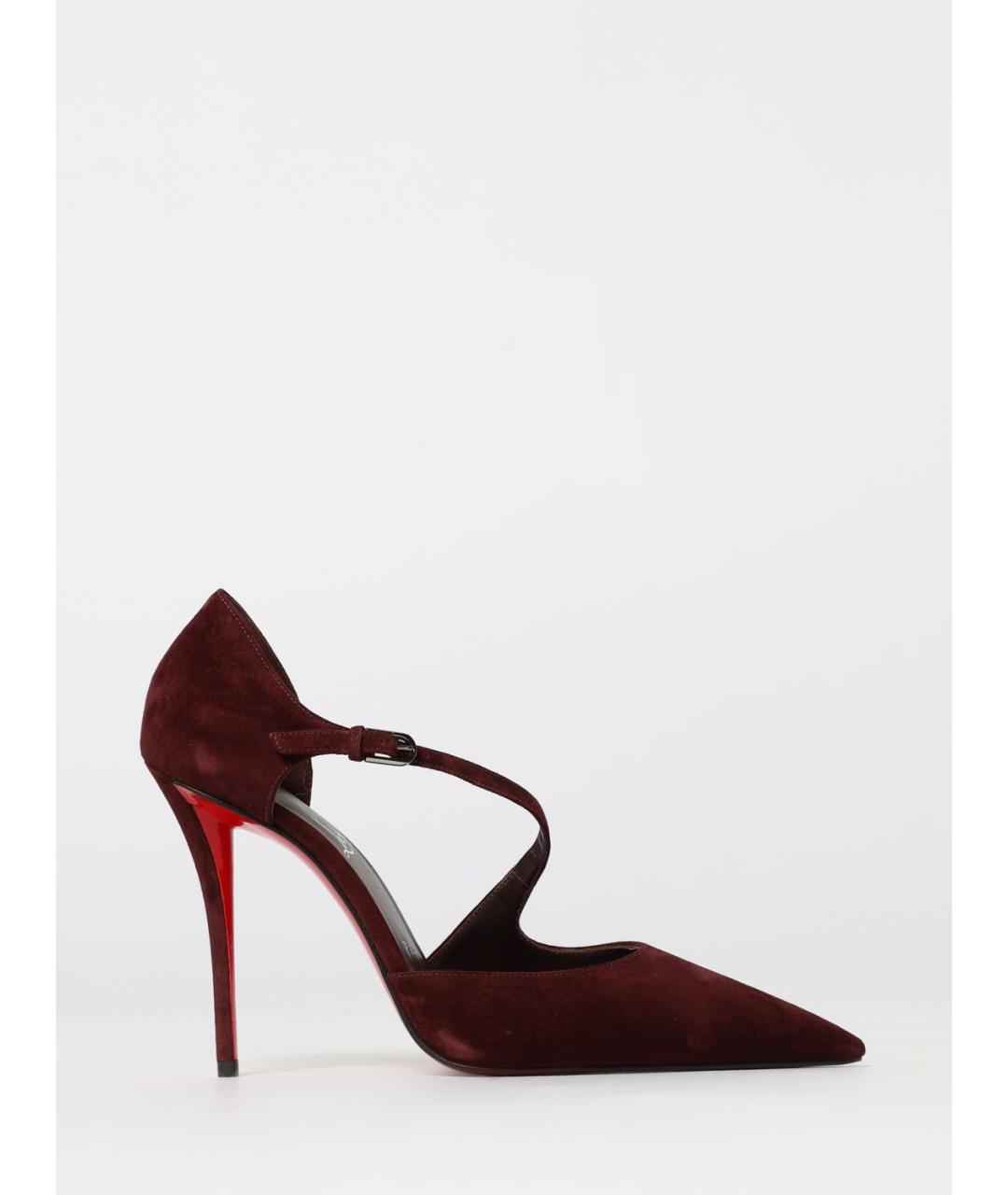 CHRISTIAN LOUBOUTIN Бордовые замшевые туфли, фото 4