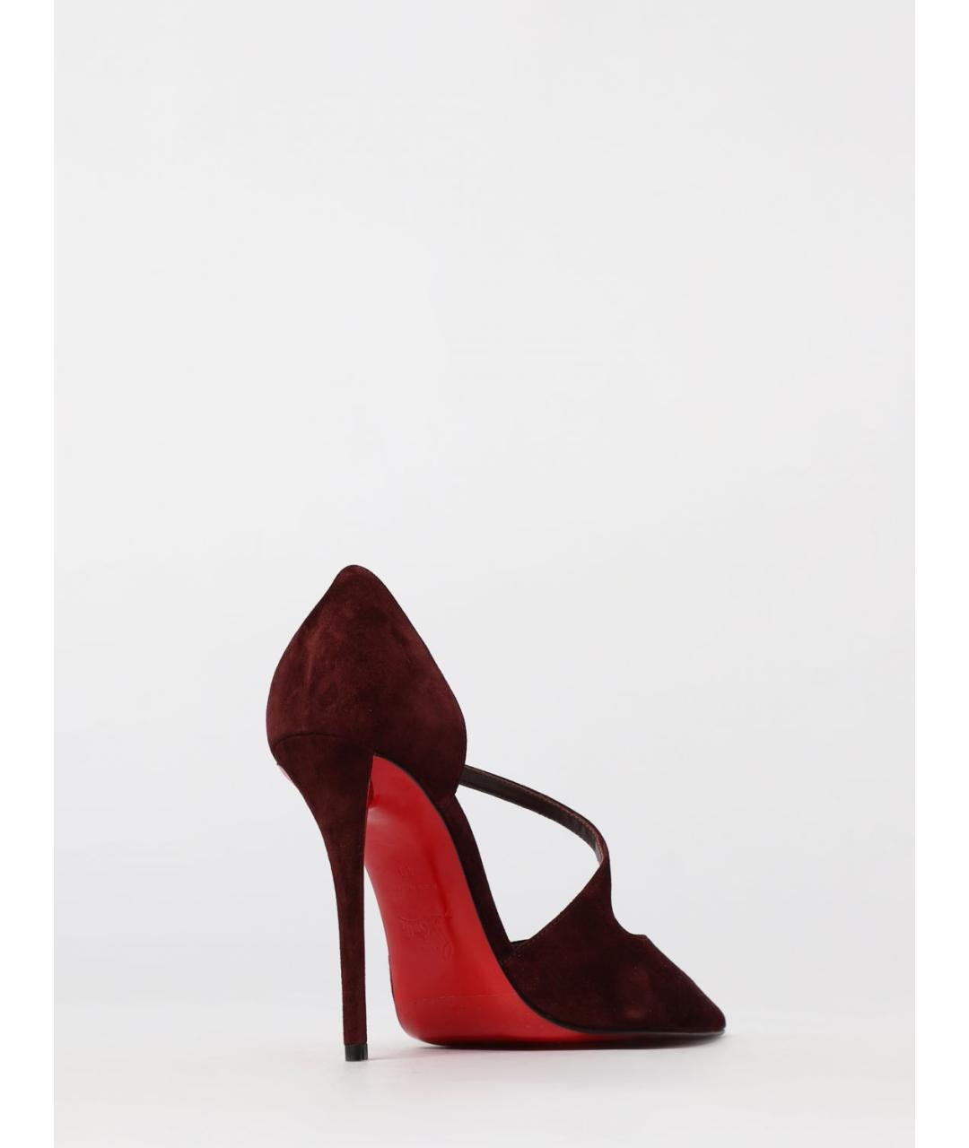 CHRISTIAN LOUBOUTIN Бордовые замшевые туфли, фото 3