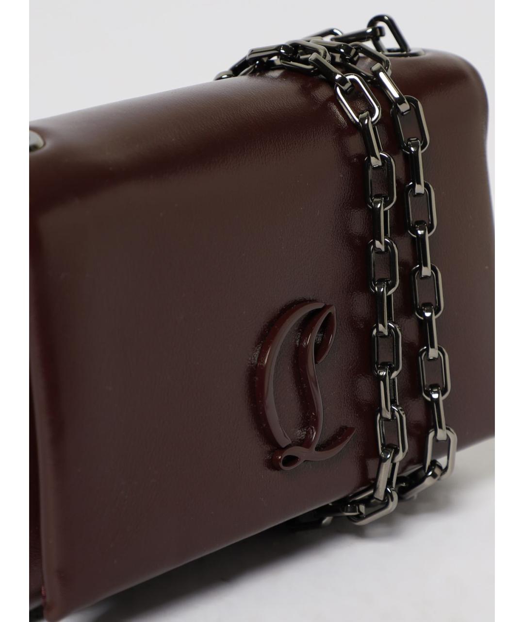 CHRISTIAN LOUBOUTIN Бордовая кожаная сумка через плечо, фото 3