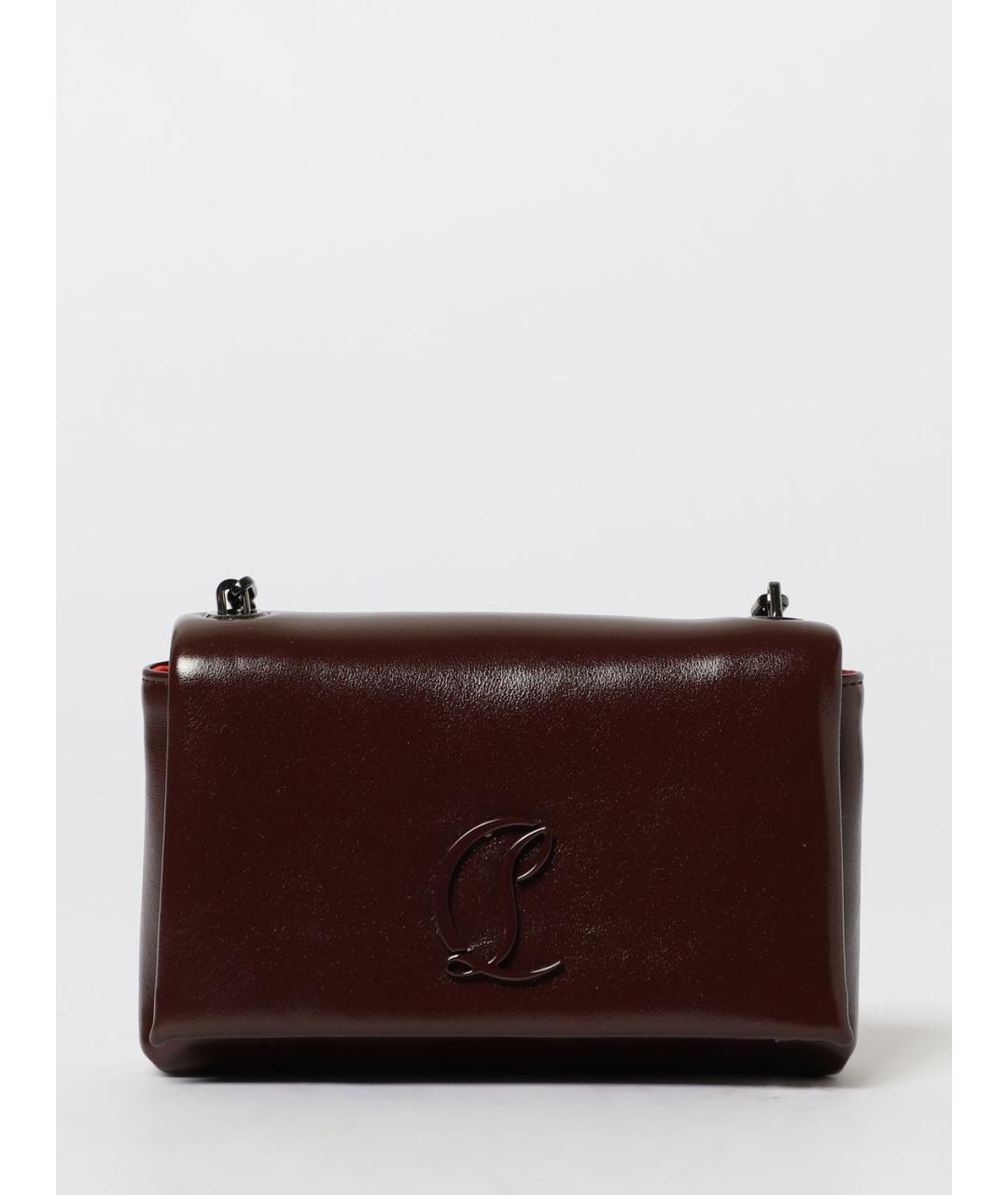 CHRISTIAN LOUBOUTIN Бордовая кожаная сумка через плечо, фото 4