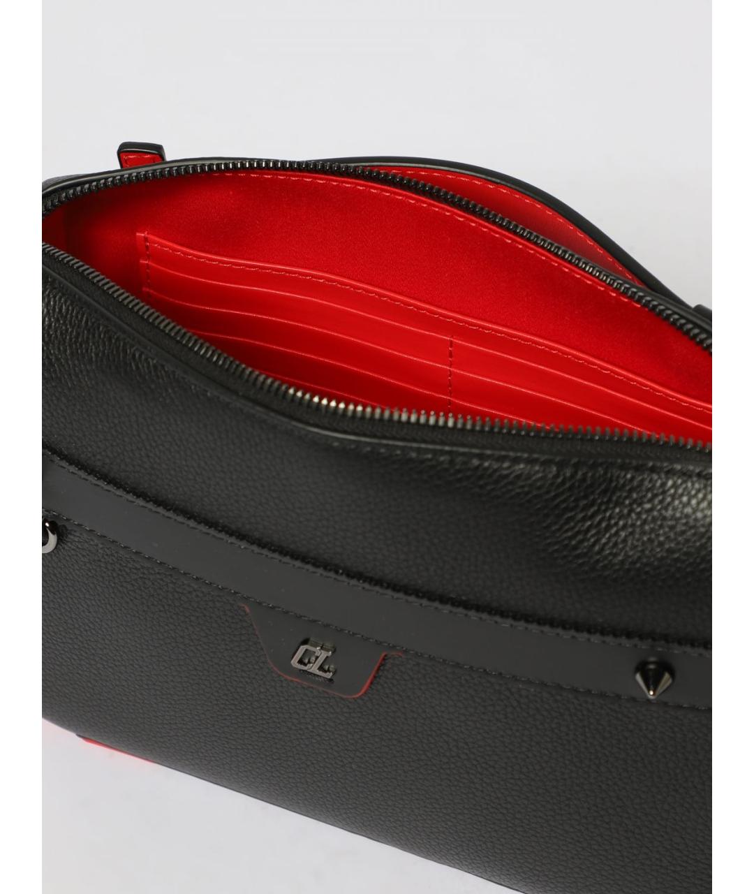 CHRISTIAN LOUBOUTIN Черная кожаная сумка на плечо, фото 3