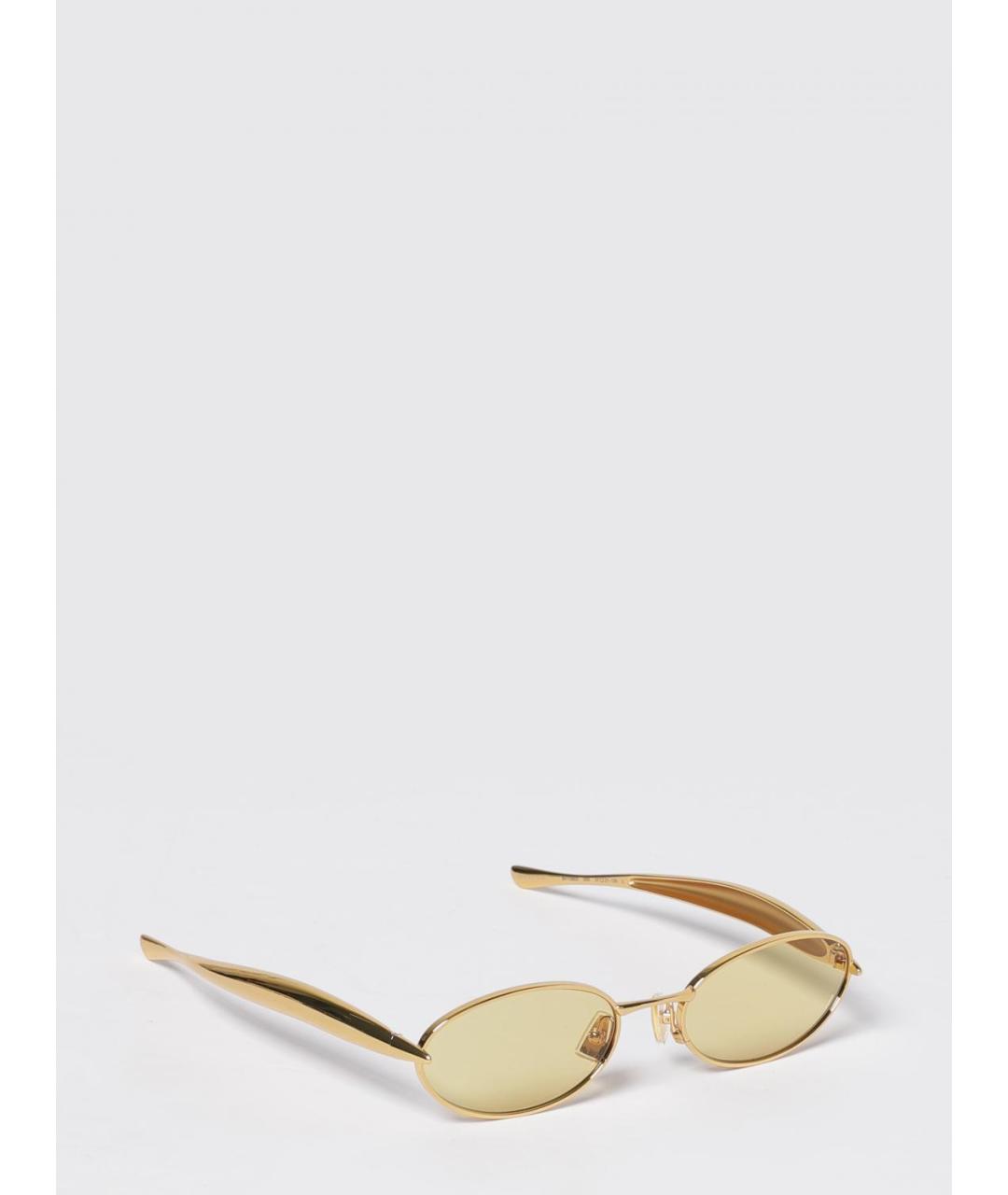 BOTTEGA VENETA Золотые металлические солнцезащитные очки, фото 5