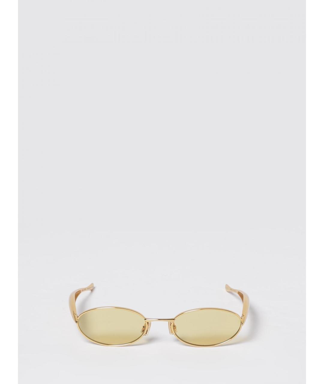 BOTTEGA VENETA Золотые металлические солнцезащитные очки, фото 2