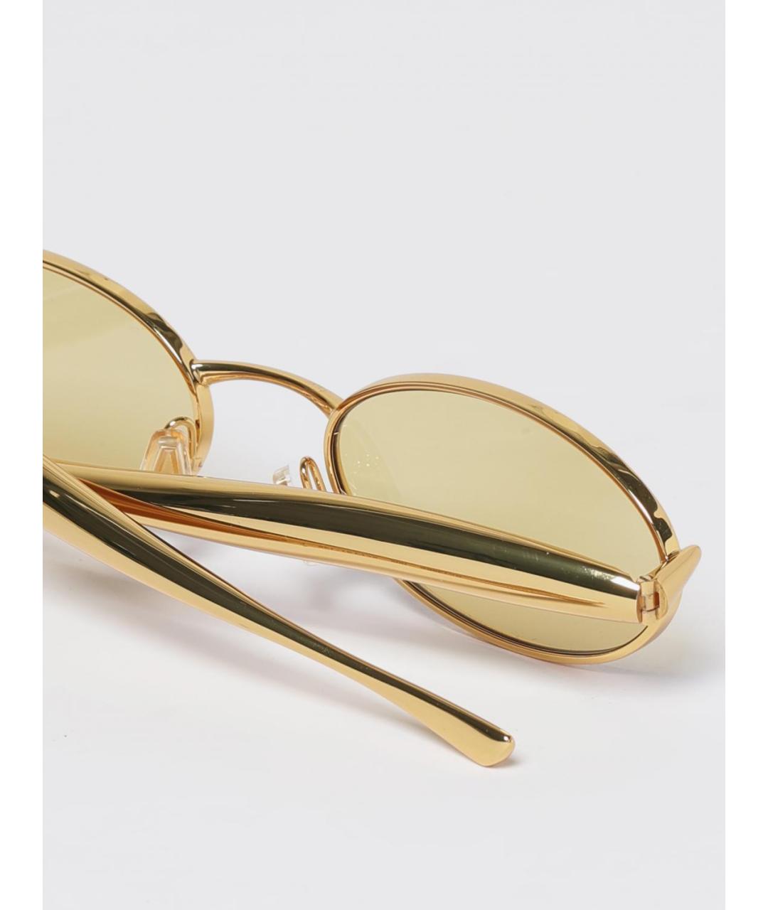 BOTTEGA VENETA Золотые металлические солнцезащитные очки, фото 4
