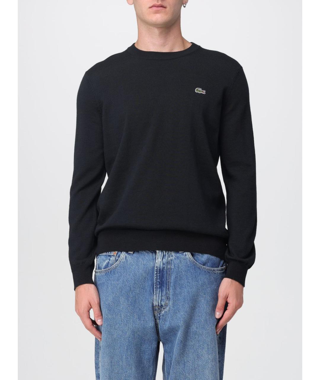 LACOSTE Черный шерстяной джемпер / свитер, фото 4
