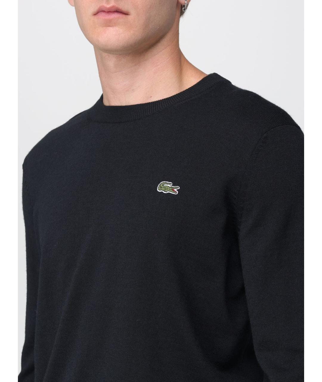 LACOSTE Черный шерстяной джемпер / свитер, фото 3