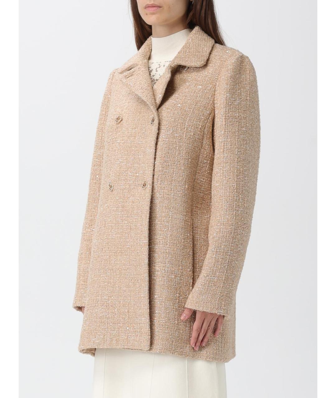 TWIN-SET Бежевое полиэстеровое пальто, фото 4