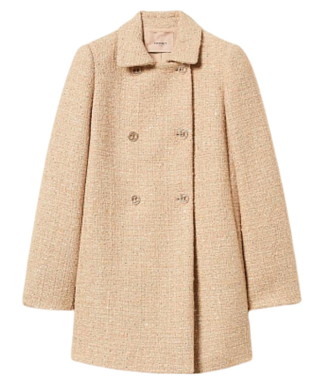 TWIN-SET Бежевое полиэстеровое пальто, фото 1