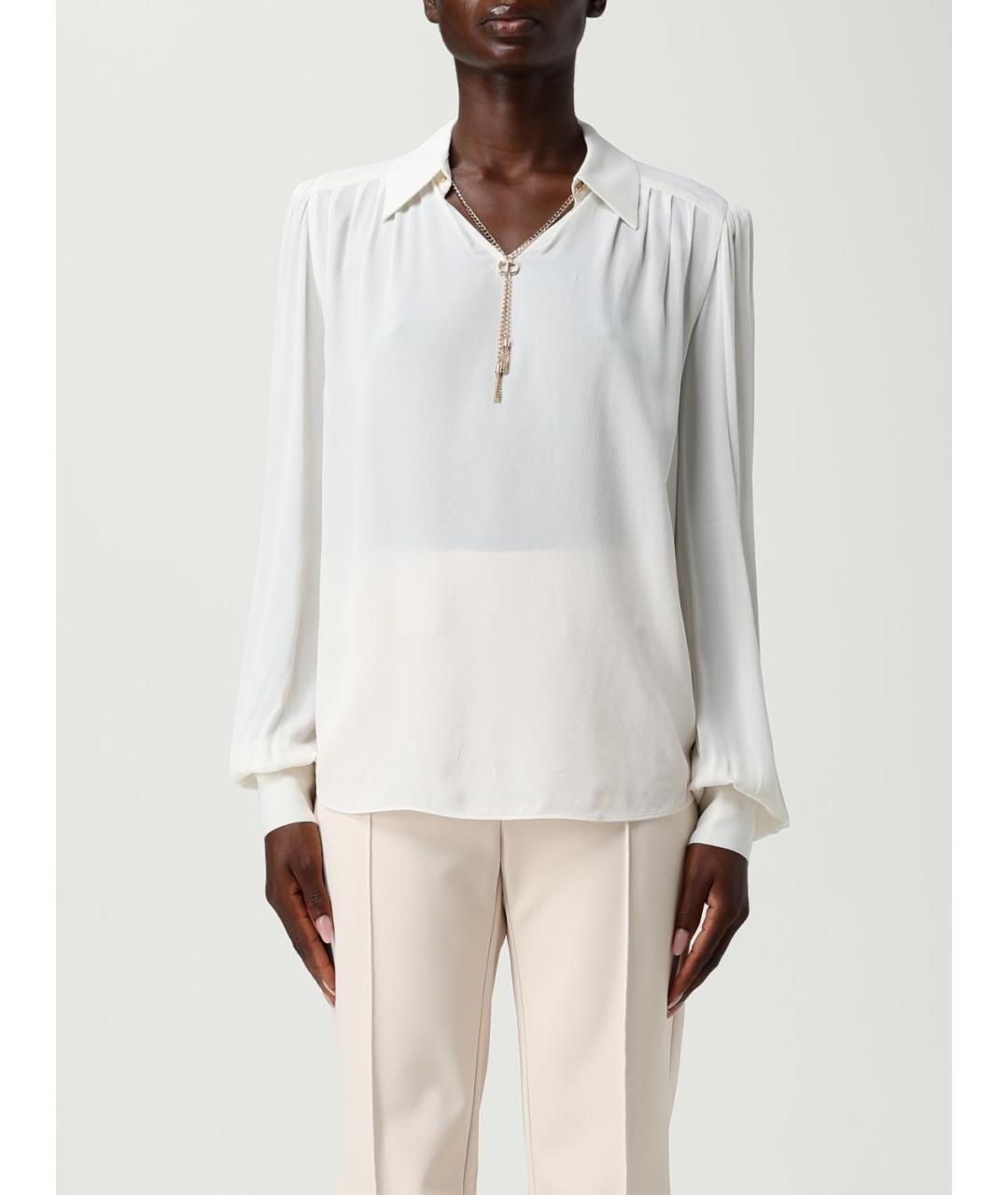 TWIN-SET Бежевая вискозная блузы, фото 4