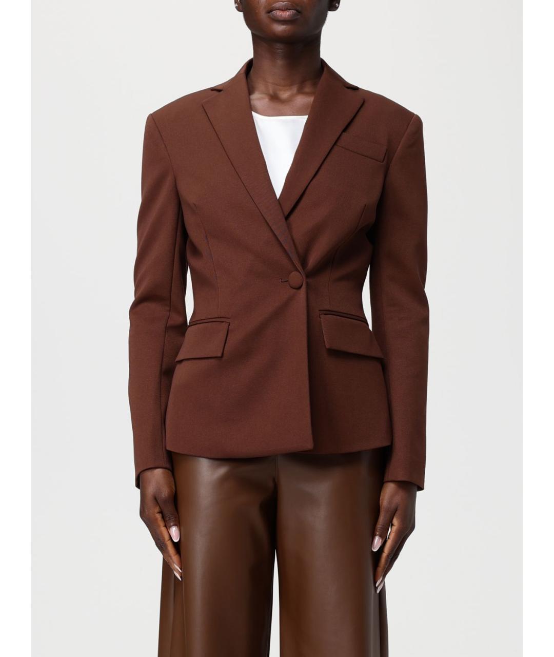 PATRIZIA PEPE Коричневый полиэстеровый жакет/пиджак, фото 4