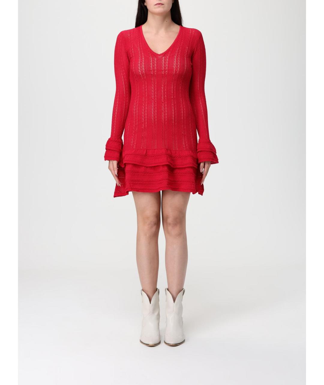 TWIN-SET Красное полиэстеровое повседневное платье, фото 4