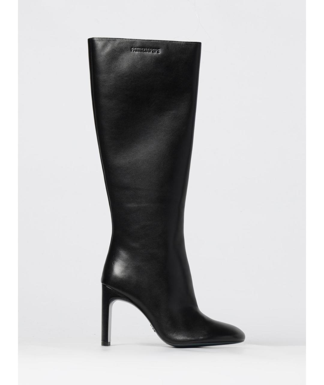 PATRIZIA PEPE Черные кожаные сапоги, фото 4