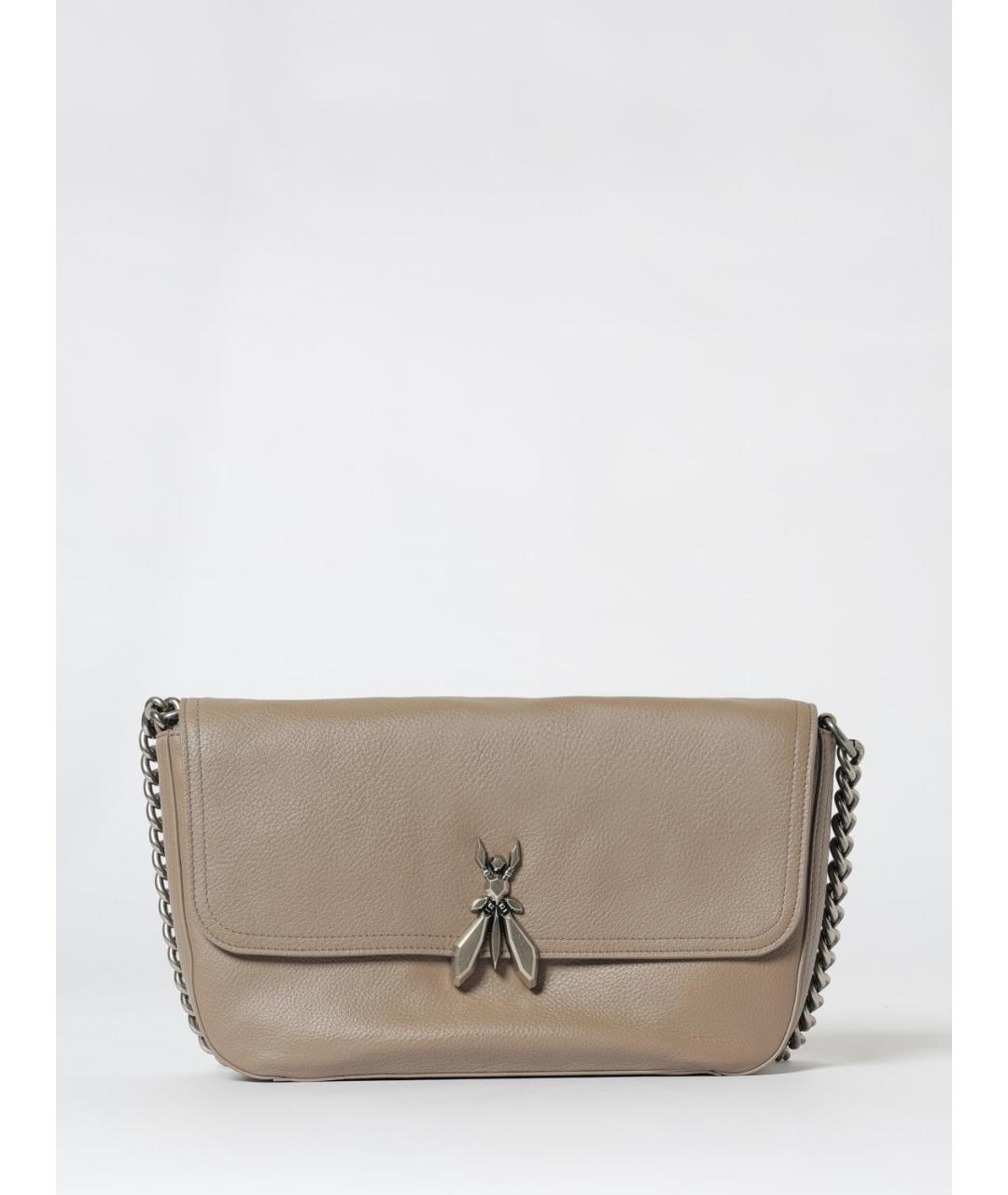 PATRIZIA PEPE Серая кожаная сумка через плечо, фото 4