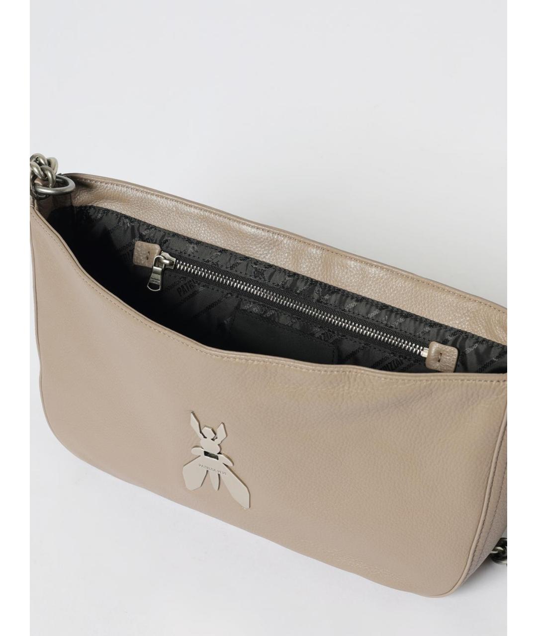 PATRIZIA PEPE Серая кожаная сумка через плечо, фото 3