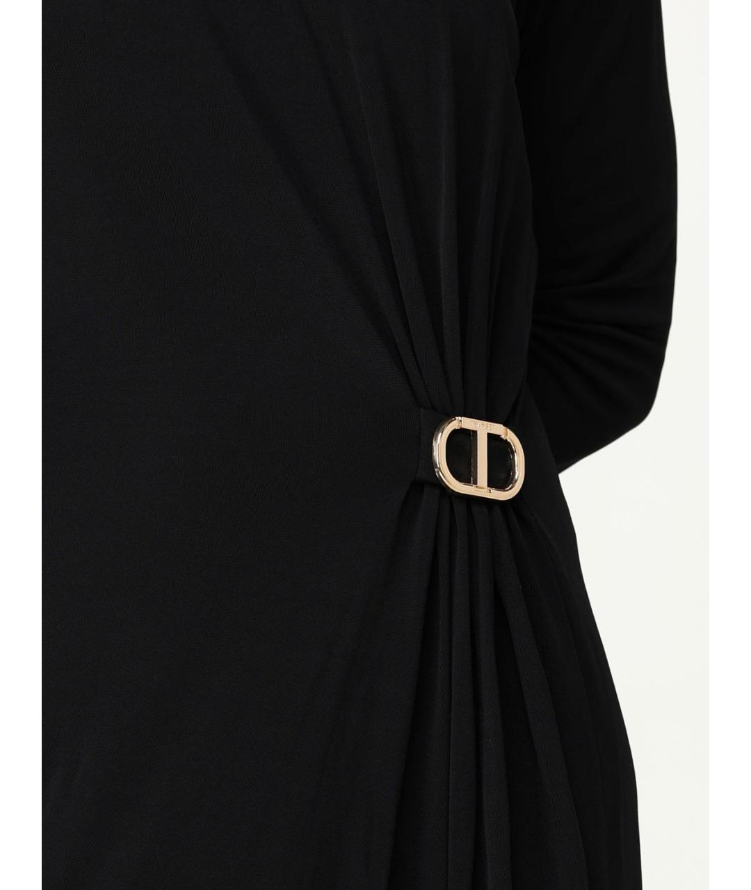 TWIN-SET Черное вискозное платье, фото 3