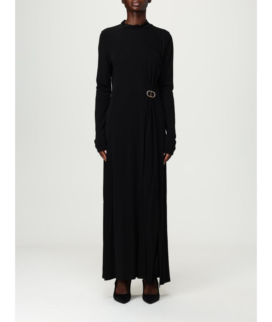 TWIN-SET Черное вискозное платье, фото 4