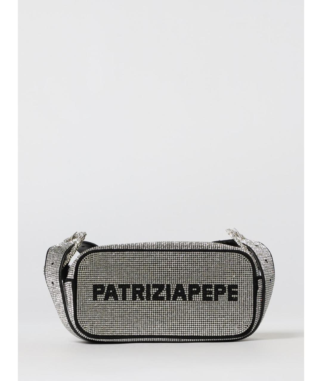 PATRIZIA PEPE Серебряная кожаная сумка через плечо, фото 4
