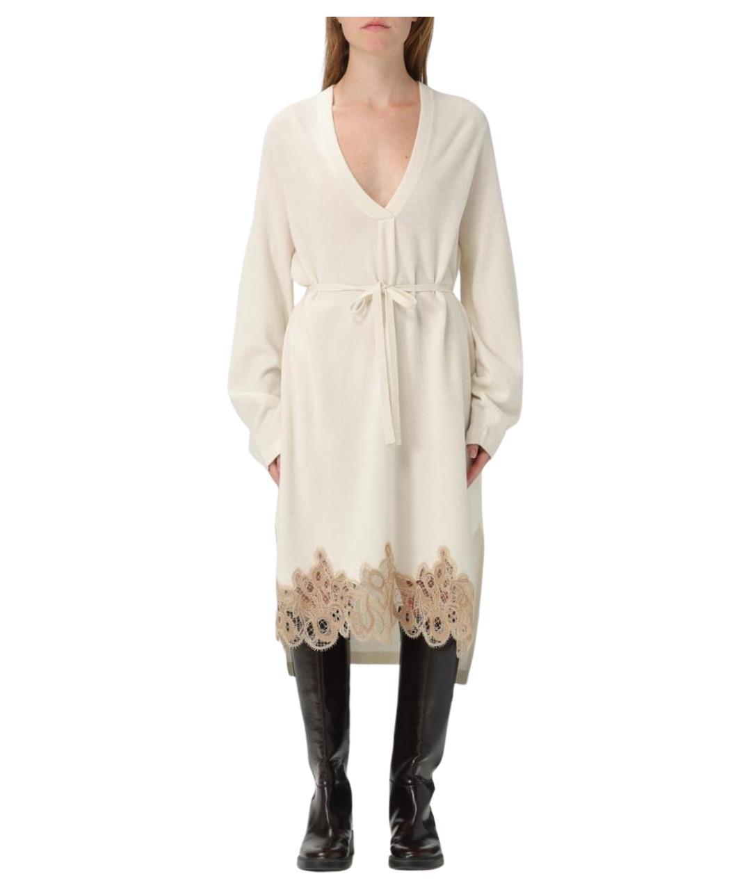 FABIANA FILIPPI Бежевое шерстяное повседневное платье, фото 1