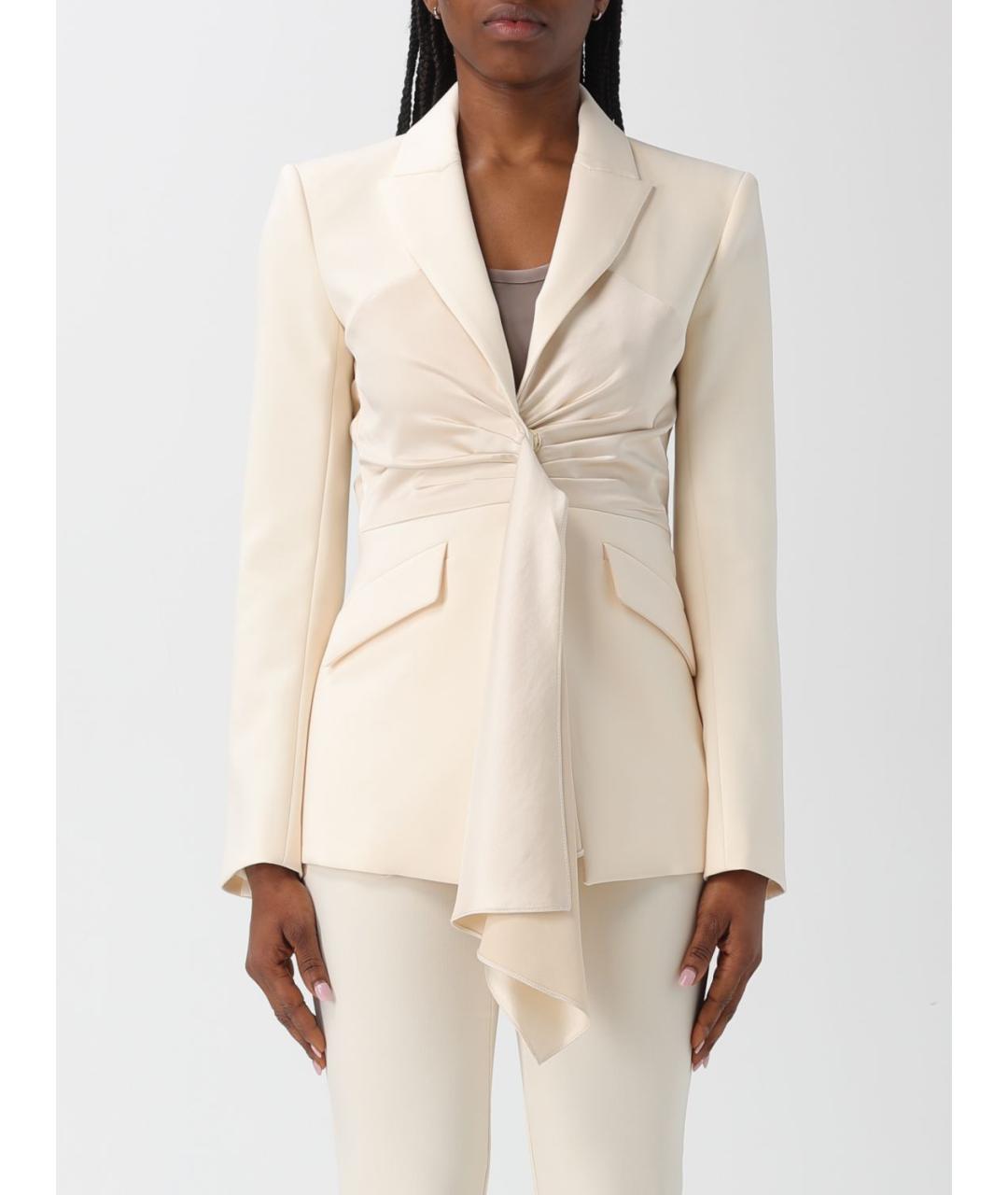 PATRIZIA PEPE Бежевая полиэстеровая куртка, фото 4